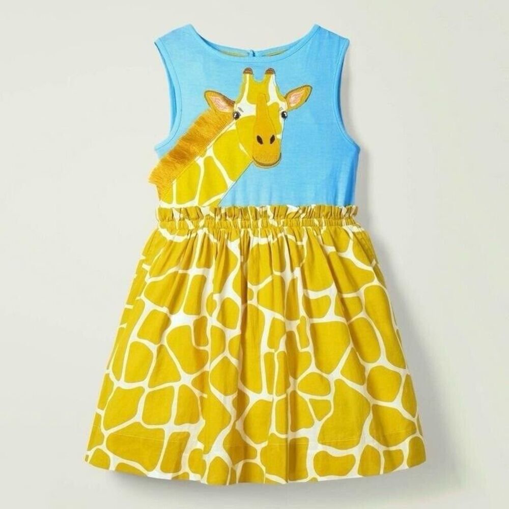Los Angeles Boutique Applique 3D Sleeveless Giraffe Girls Dress Casual Cotton 4T